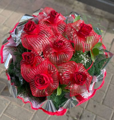 זר שושנים ( ורדים) אדום -דוגמא 3